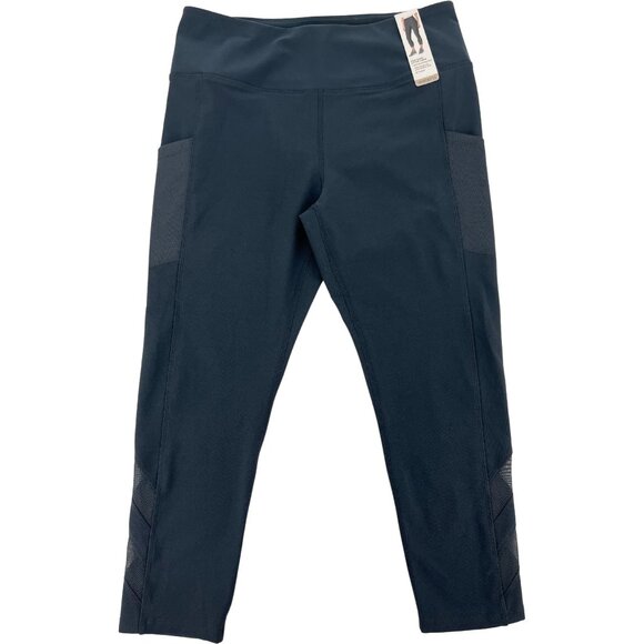 Mondetta Women’s Navy High Waist Mesh Panel Active Capri - Picture 2 of 2
